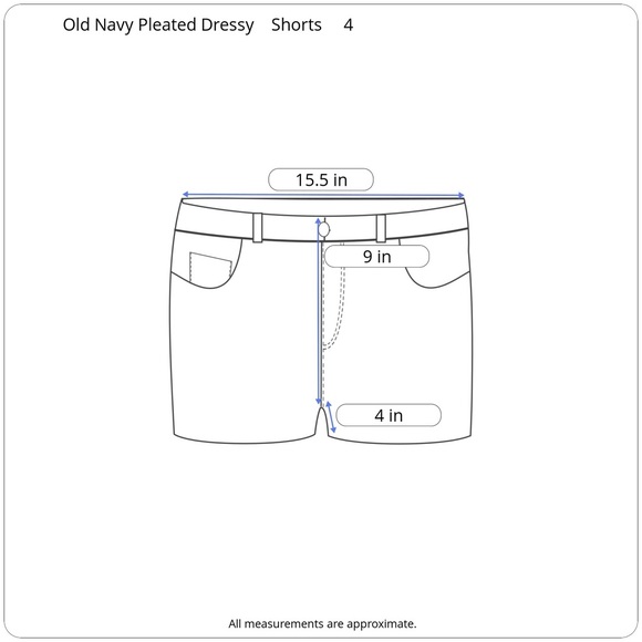 Old Navy Pleated Dressy Navy Blue Shorts 4 Inch - Picture 6 of 6